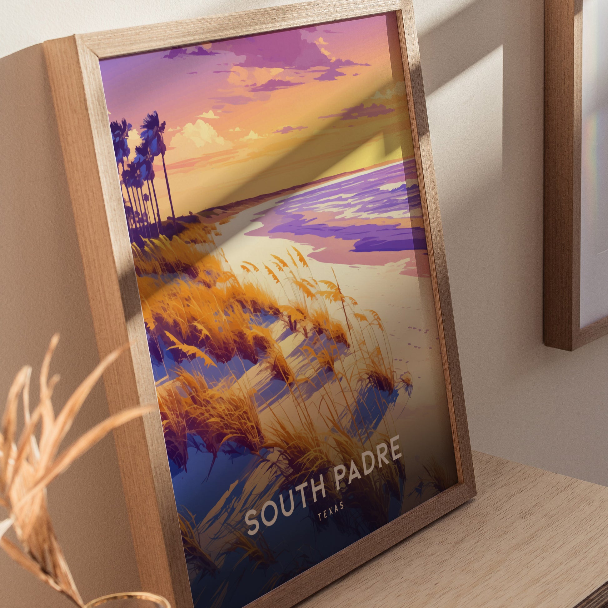 South Padre Island Poster | Texas Beach Gulf Coast Sunset Wall Art