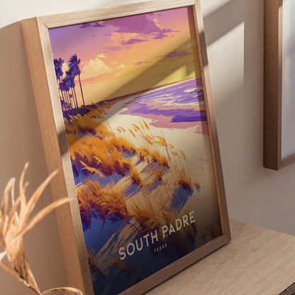 South Padre Island Poster | Texas Beach Gulf Coast Sunset Wall Art