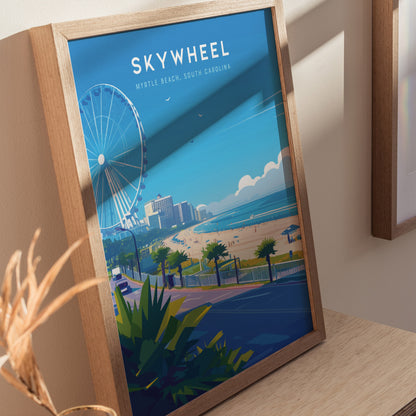 SkyWheel Myrtle Beach Poster | South Carolina Boardwalk Travel Art
