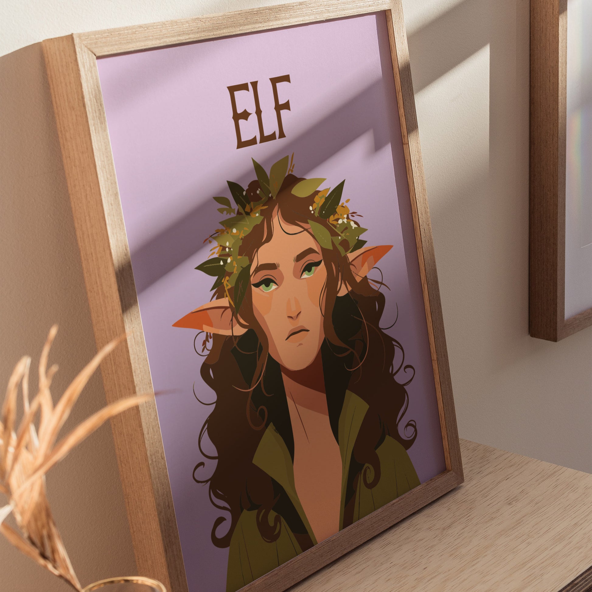 Elf Fantasy Portrait | LOTR Kids Room Wall Art | Framed or Unframed