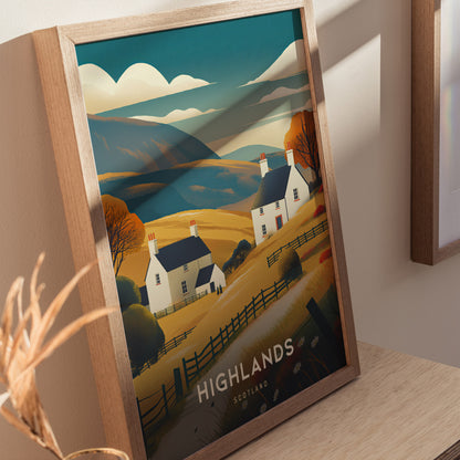 Scotland Highlands Poster | Scottish Travel Art | Loch Ness Print