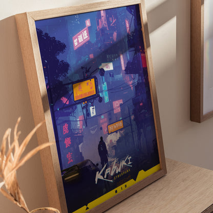 Kabuki Cyberpunk Poster | Night City Neon Market Wall Art