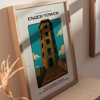 Enger Tower Block Print | Duluth Minnesota Vintage Wall Art