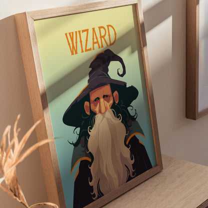 Wizard Fantasy Portrait Poster | Epic Fantasy Sorcerer Wall Art Gift