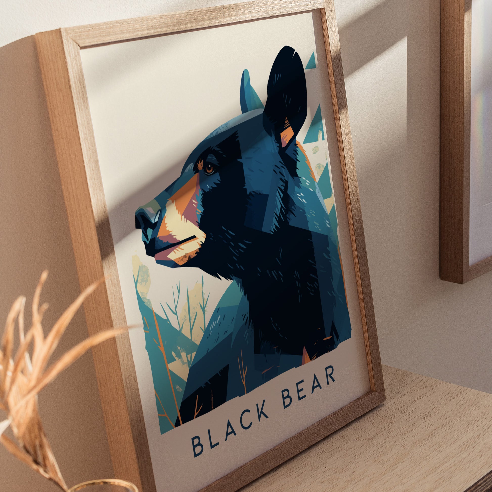 Black Bear Poster | Modern Wildlife Wall Art | Framed or Unframed