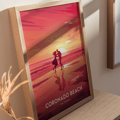 Coronado Beach Poster | San Diego California Coastal Wall Art | Framed or Unframed