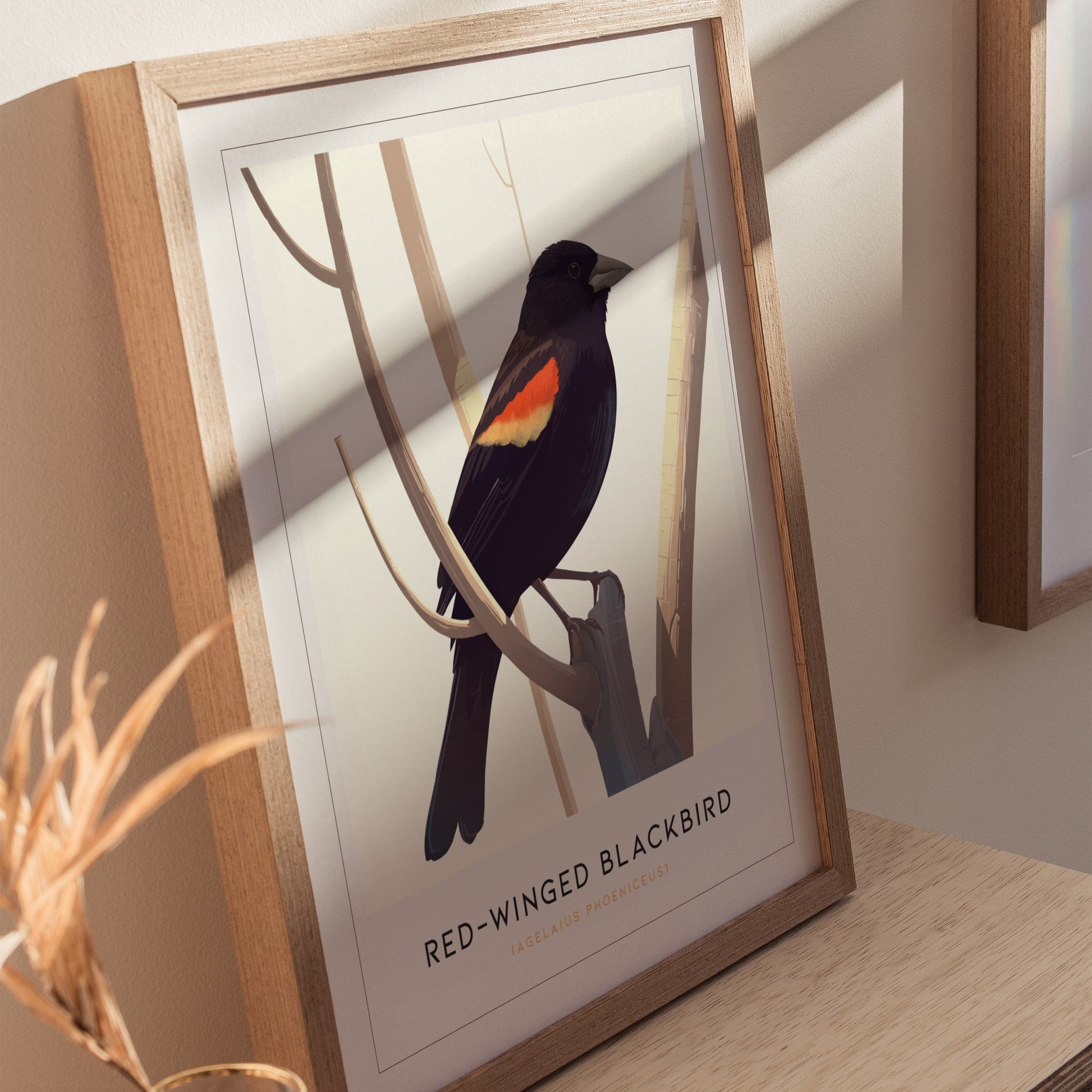 Red-Winged Blackbird Poster | Bird Art Print | Minimalist Nature Gift