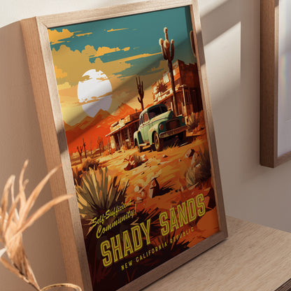 Shady Sands Poster | Fallout Gamer Wall Art | Framed or Unframed