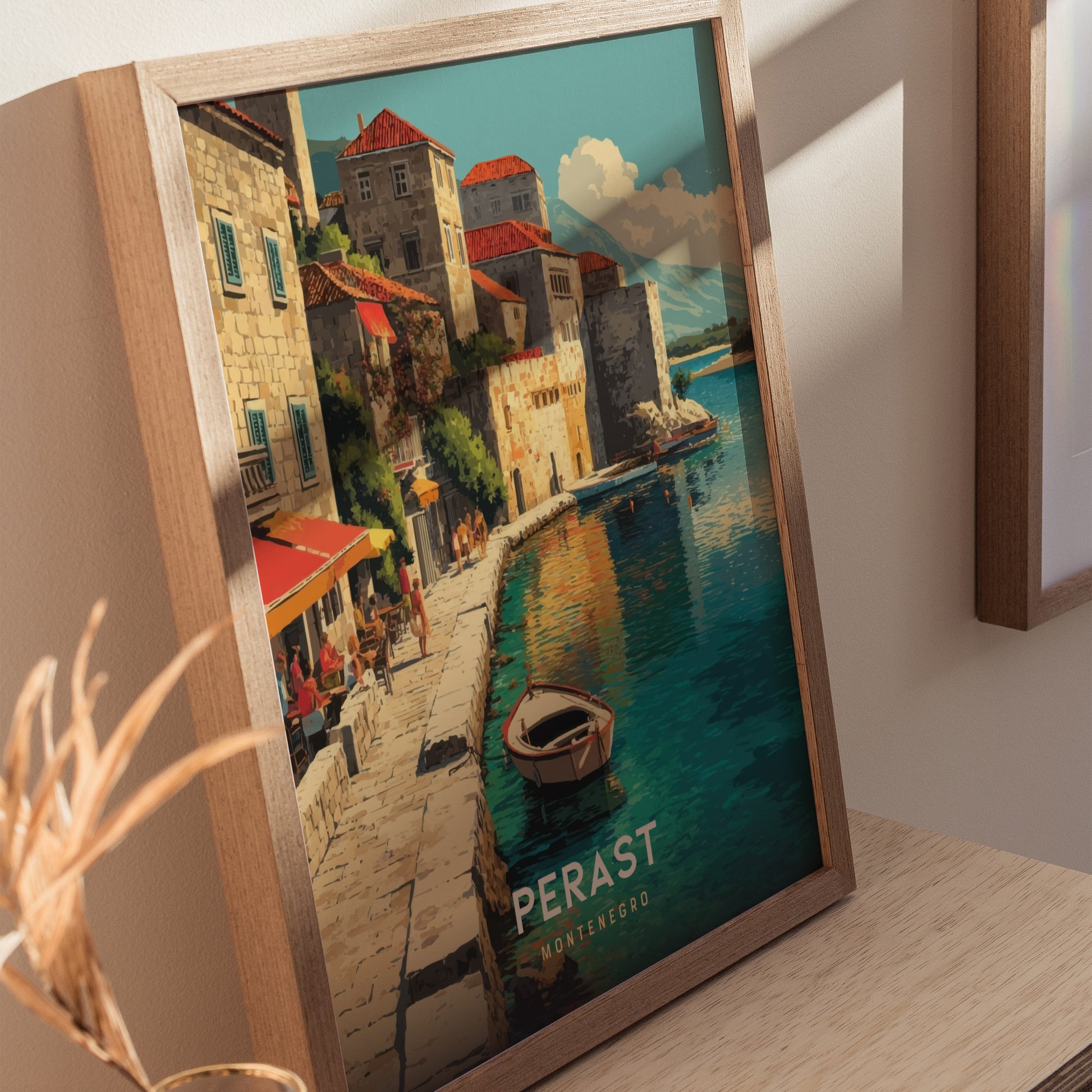 Perast Montenegro Poster | Bay of Kotor Coastal Wall Art Print