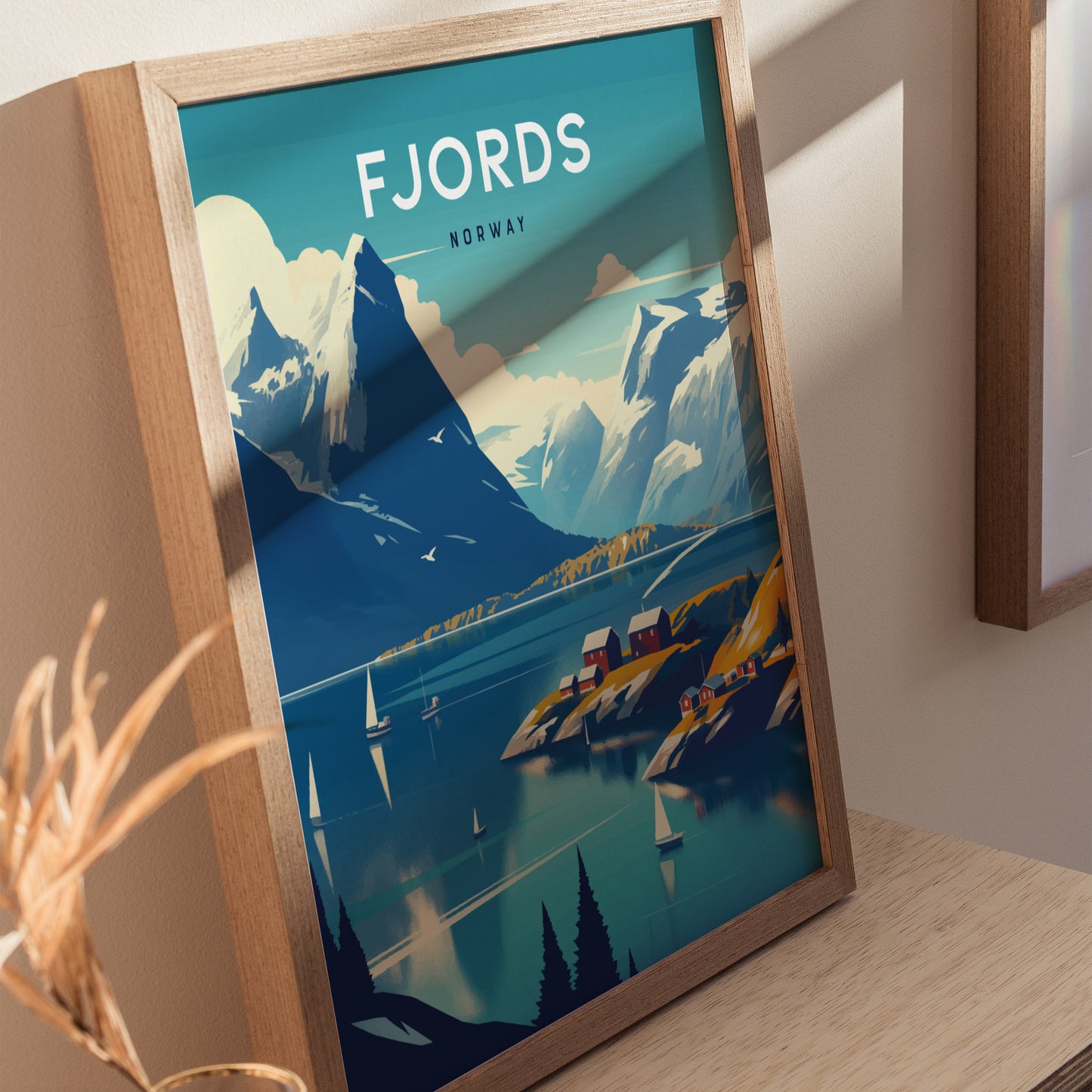 Fjords Norway Poster | Europe Travel Print Wall Art | Framed or Unframed