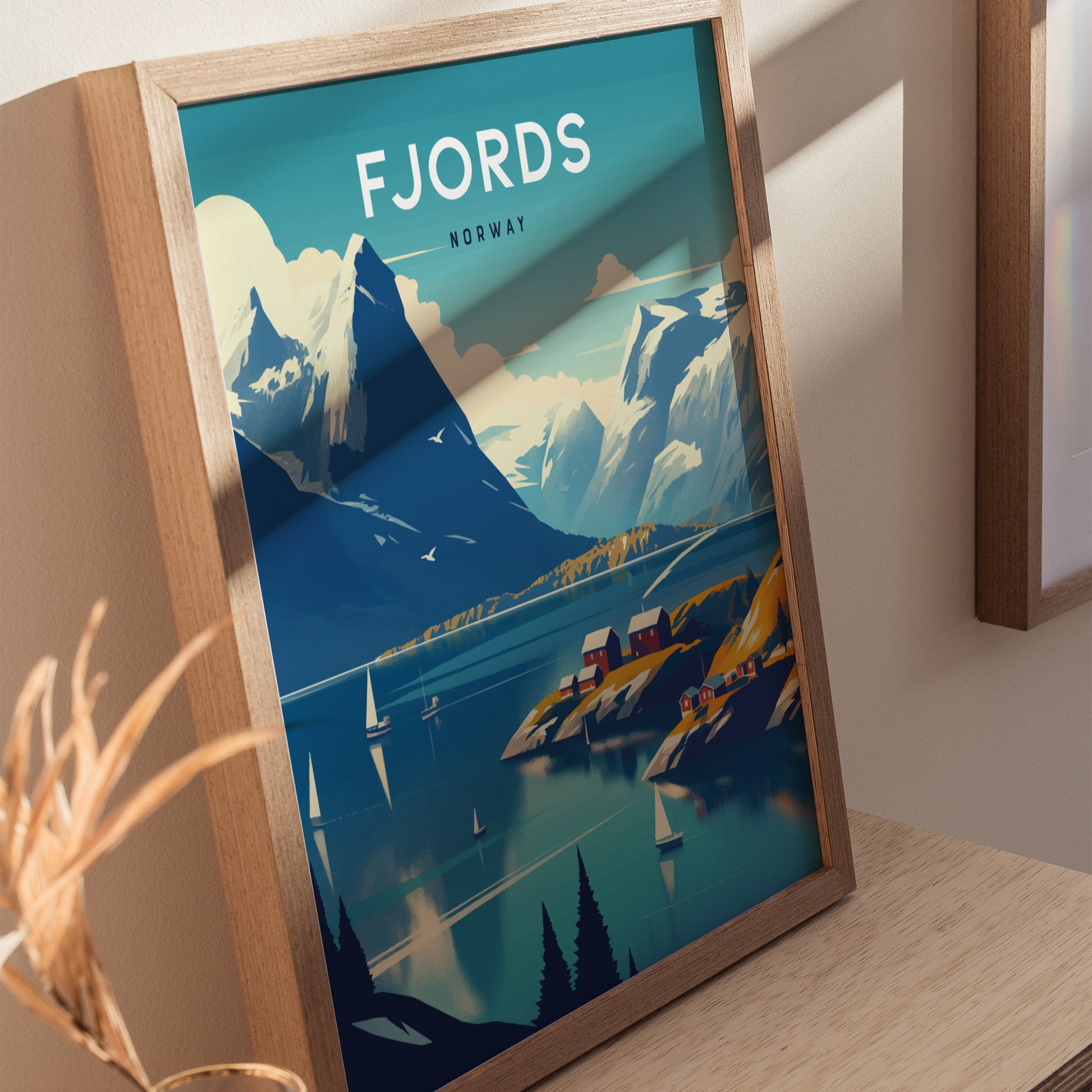Fjords Norway Poster | Europe Travel Print Wall Art | Framed or Unframed