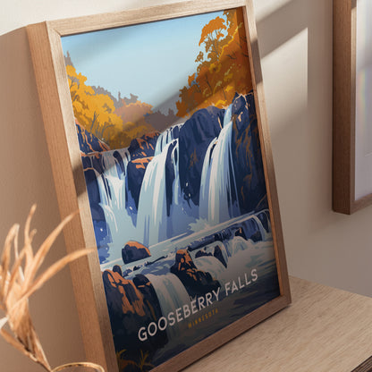 Gooseberry Falls Poster | Minnesota Waterfall Wall Art | Framed or Unframed