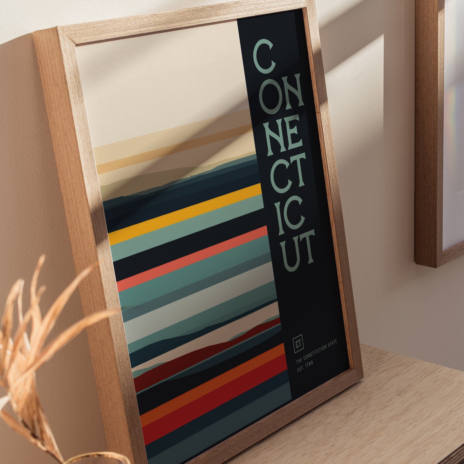 Connecticut Minimalist Design Poster | Abstract US State Wall Art | Framed or Unframed