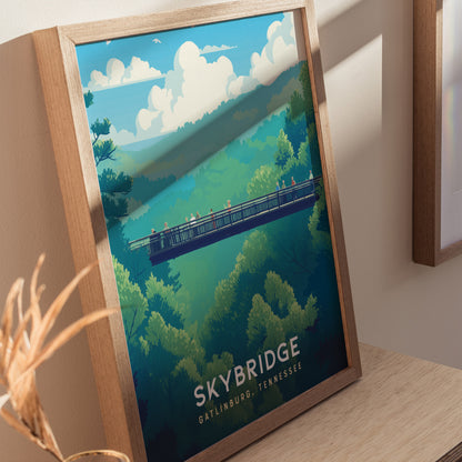 Gatlinburg SkyBridge Poster | Great Smoky Mountains Hiker Wall Art | Framed or Unframed