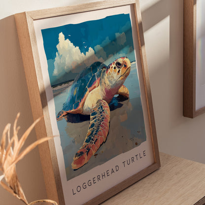 Loggerhead Sea Turtle Poster | Ocean Wildlife Coastal Wall Art