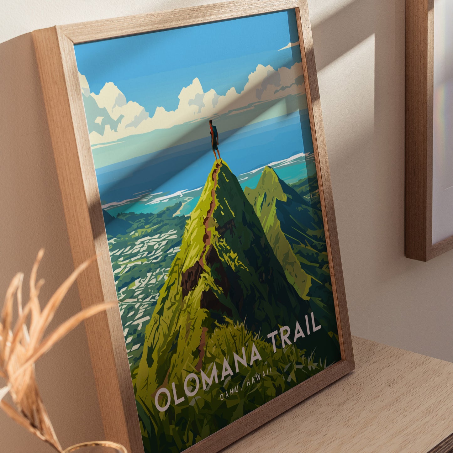 Olomana Three Peaks Poster | Kailua Oahu Hiking Wall Art