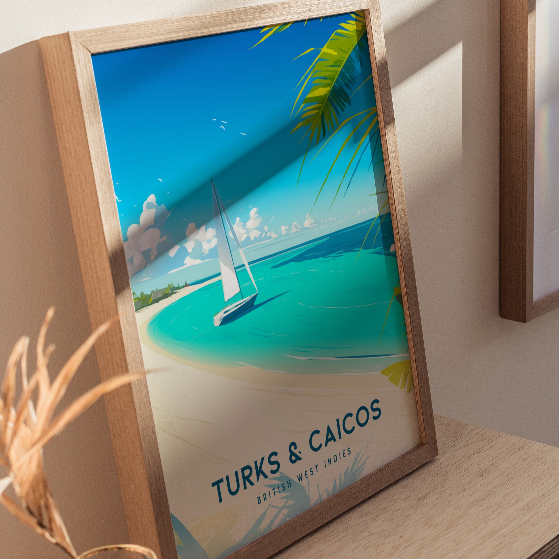 Turks and Caicos Poster | Grace Bay Beach Art | Caribbean Honeymoon Gift