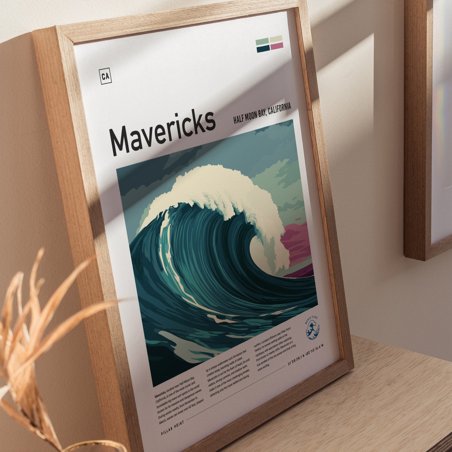 Mavericks Surf Poster | Half Moon Bay California Big Wave Wall Art