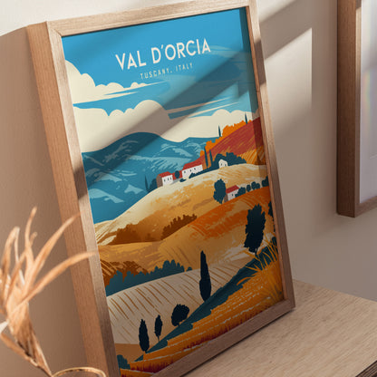 Val d'Orcia Poster | Tuscany Italy Art | Kitchen Wall Decor