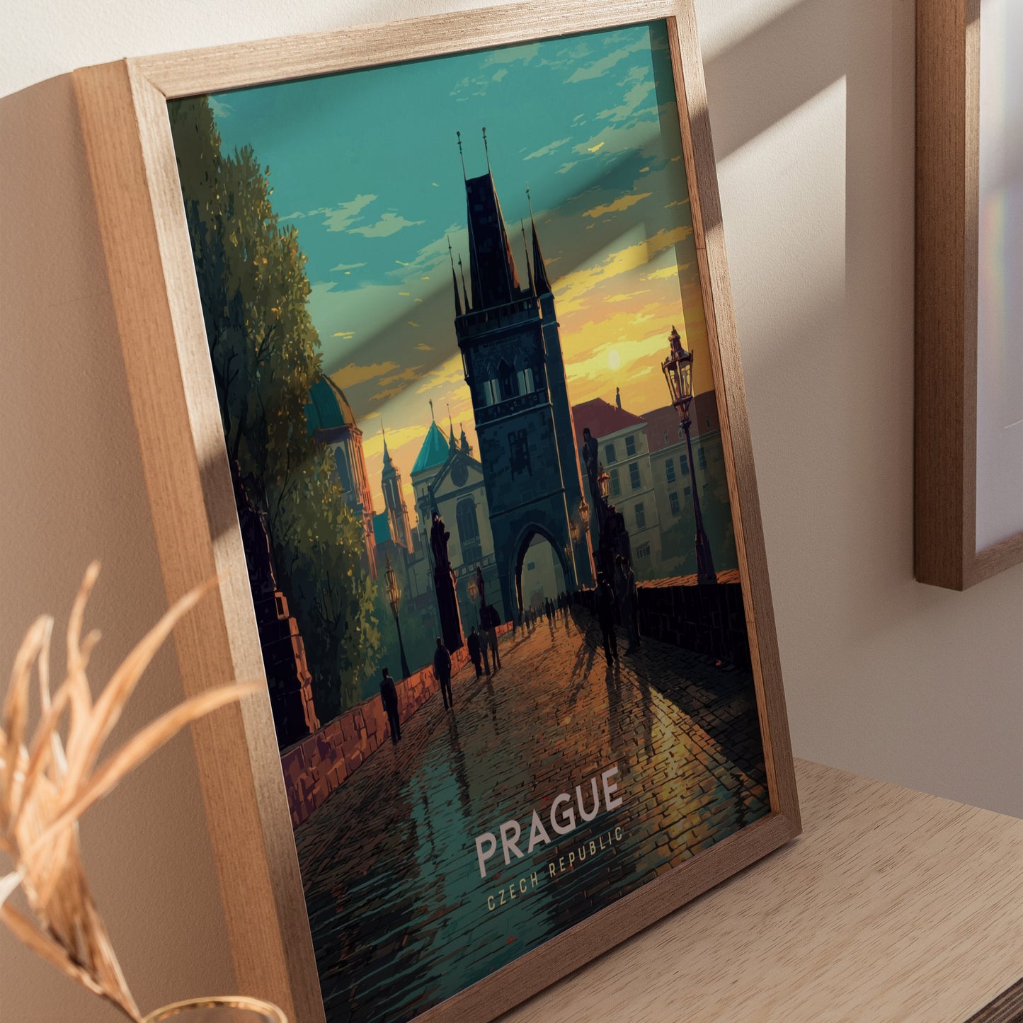 Prague Poster | Charles Bridge Sunset Art | Czech Republic Travel