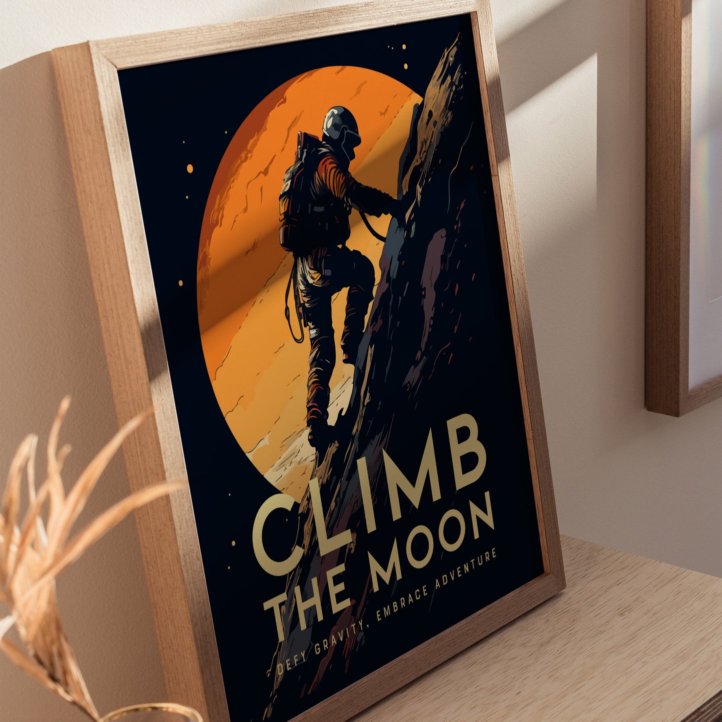 Moon Climbing Poster | Space Adventure Art for Kids