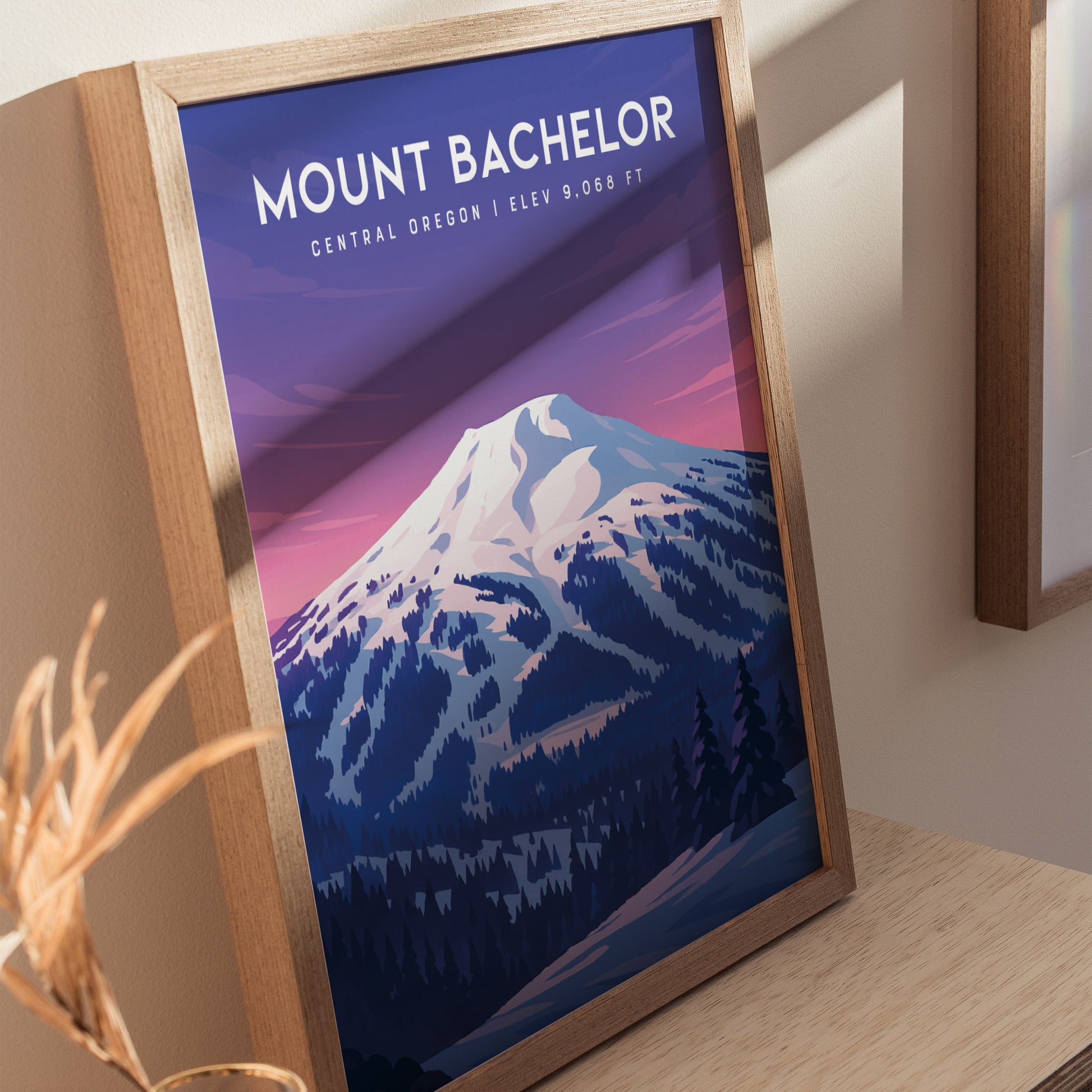 Mount Bachelor Poster | Oregon Cascade Minimalist Wall Art