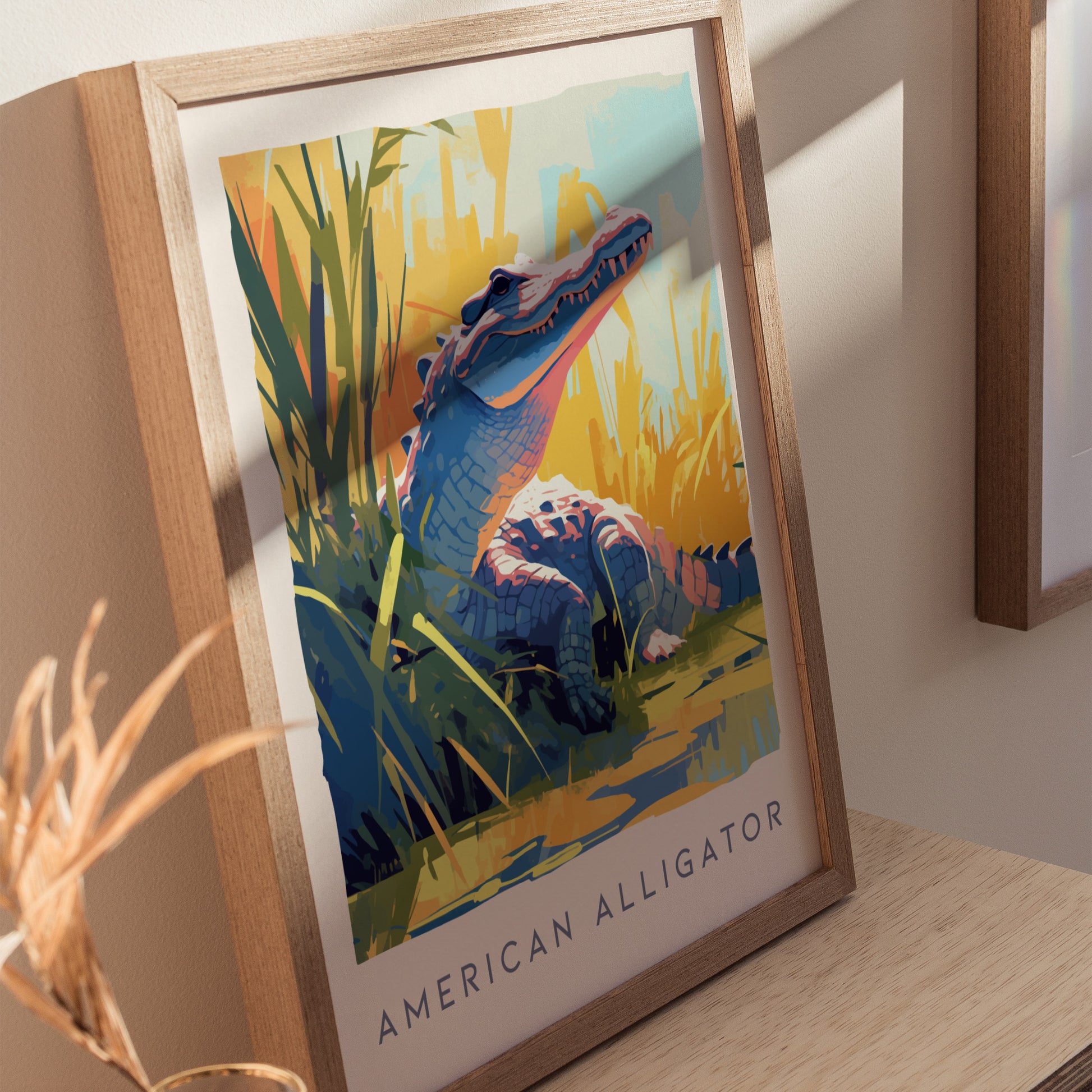 American Alligator Poster | Florida Wildlife Modern Art | Lake House Decor | Framed or Unframed