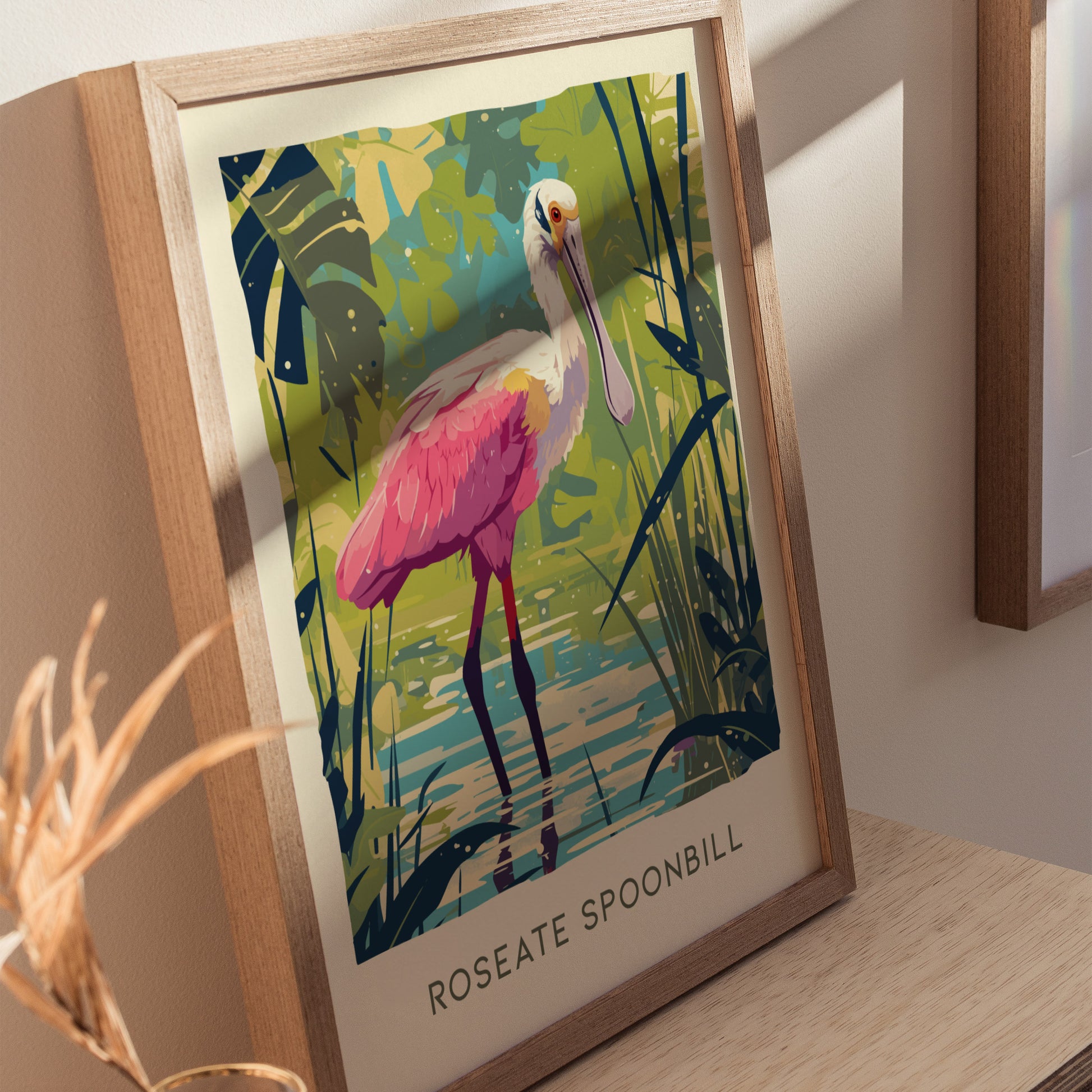 Roseate Spoonbill Art | Florida Pink Bird Poster Wildlife Gift