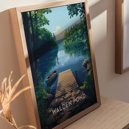 Walden Pond Poster | Massachusetts Thoreau Nature Wall Art New England
