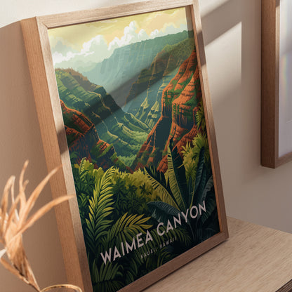 Waimea Canyon Poster | Kauai Hawaii Art Grand Canyon Pacific Red Cliffs