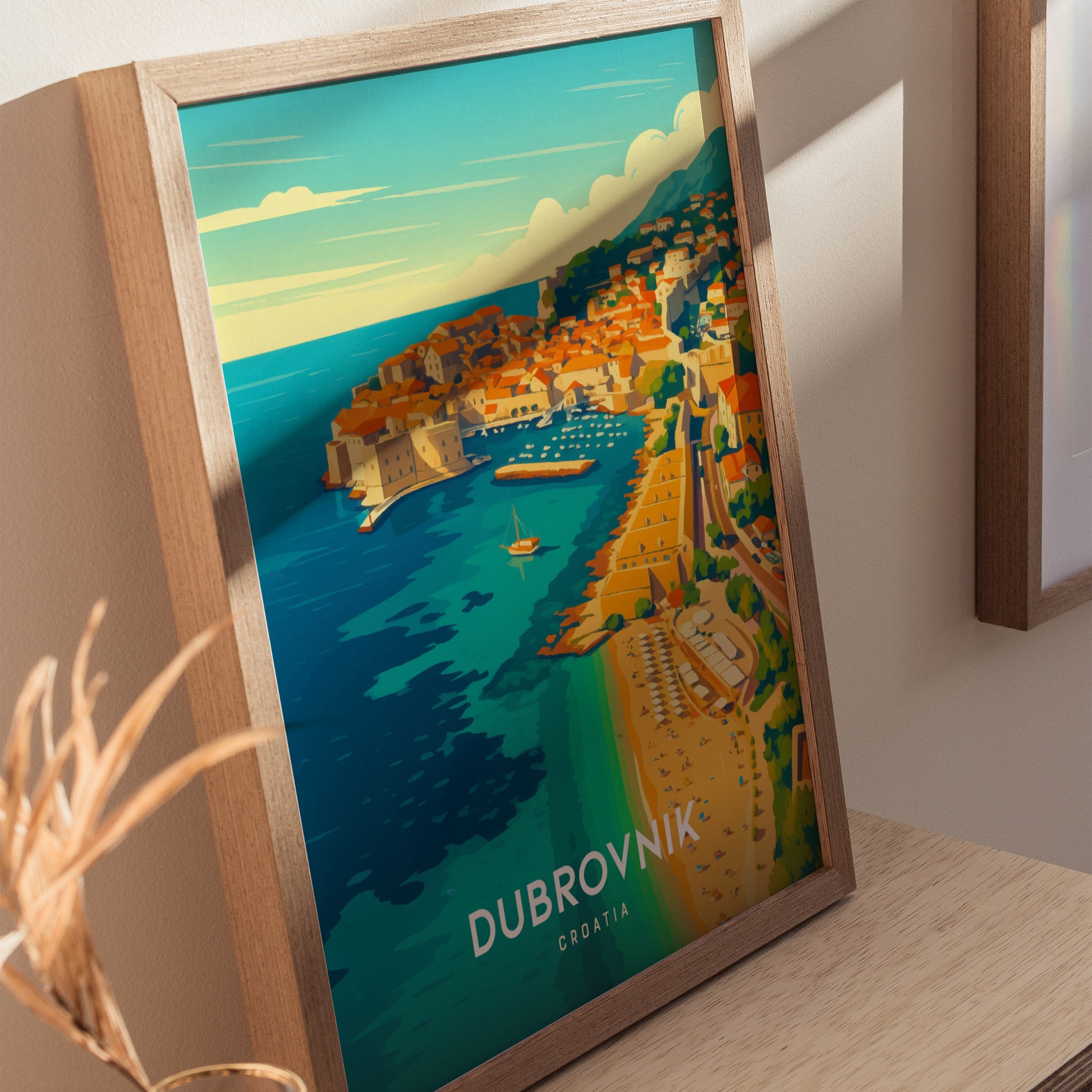 Dubrovnik Croatia Poster | Coastal Old Town Wall Art | Framed or Unframed