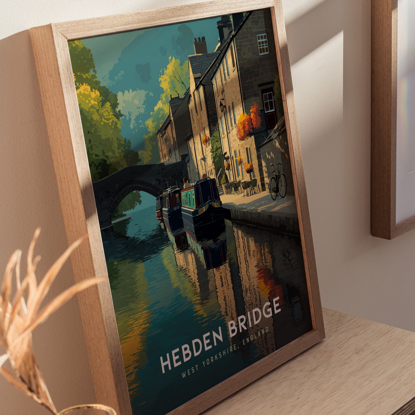 Hebden Bridge Poster | West Yorkshire England Canal Wall Art
