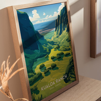 Kualoa Ranch Poster | Oahu Hawaii Jurassic Valley Wall Art