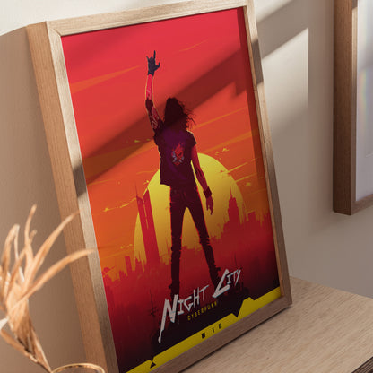 Night City Cyberpunk Poster | Johnny Silverhand Wall Art