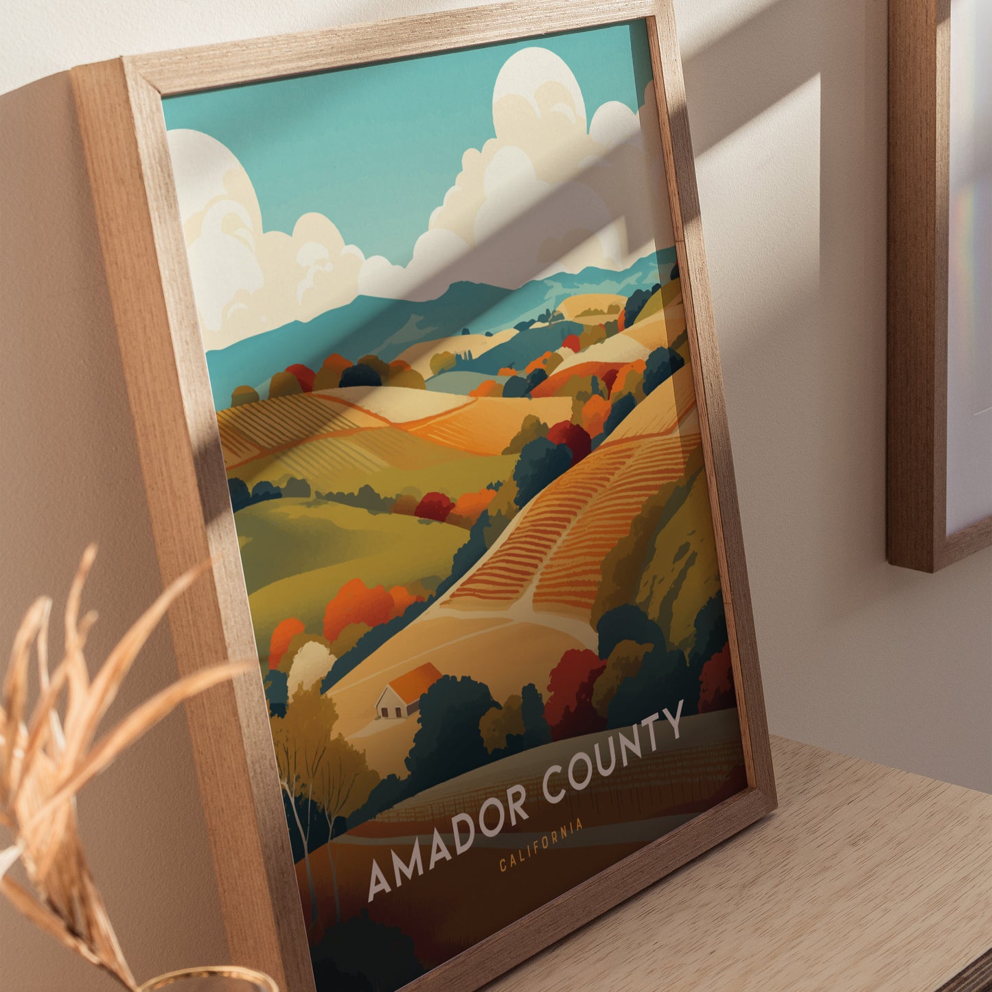 Amador County California Vineyards Poster | Wine Country Wall Art | Framed or Unframed