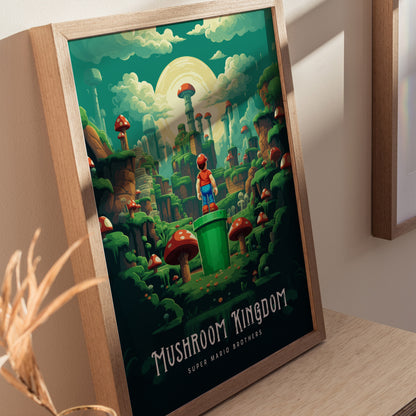 Mushroom Kingdom Poster | Mario Brothers Movie Fan Art Wall Print