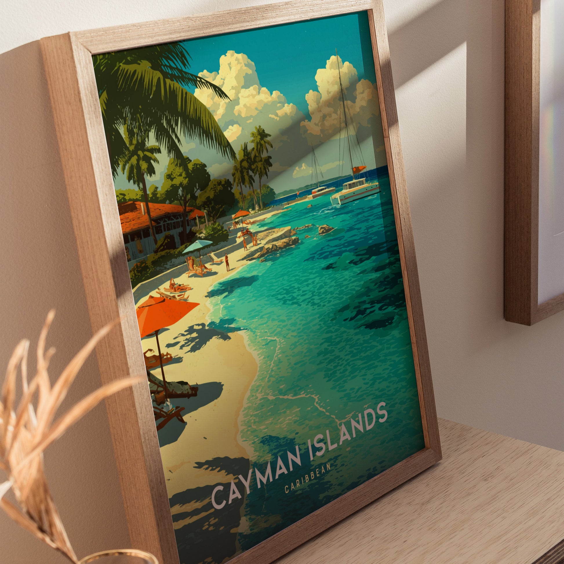 Cayman Islands Poster | Caribbean Beach Tropical Travel Print Wall Art | Framed or Unframed