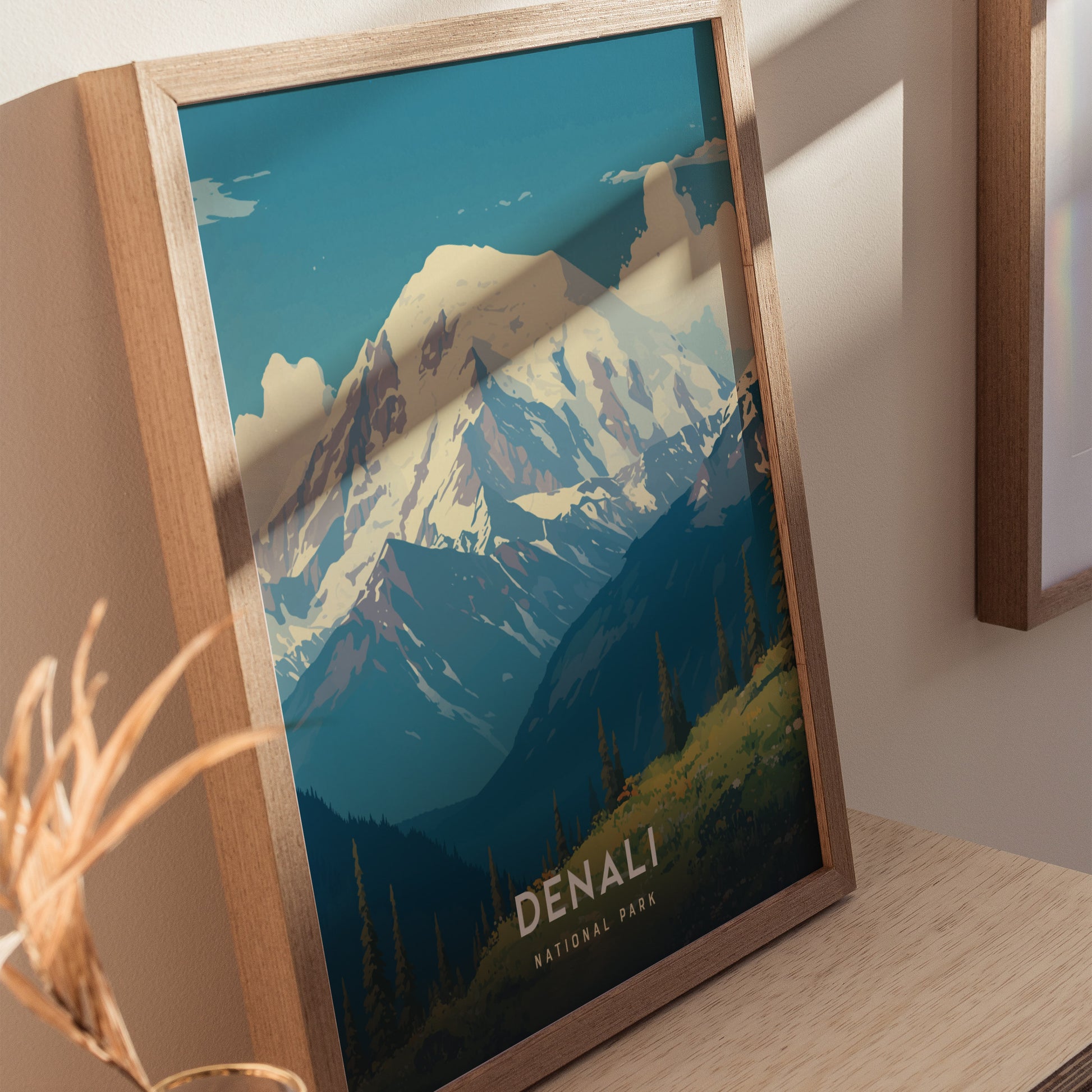 Denali National Park Poster | Alaska Hiker Print Wall Art | Framed or Unframed