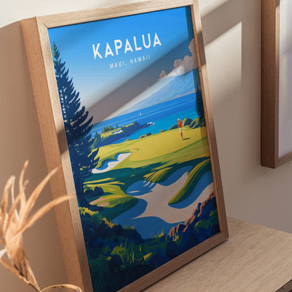 Kapalua Golf Course Poster | Maui Hawaii Coastal Fairway Wall Art