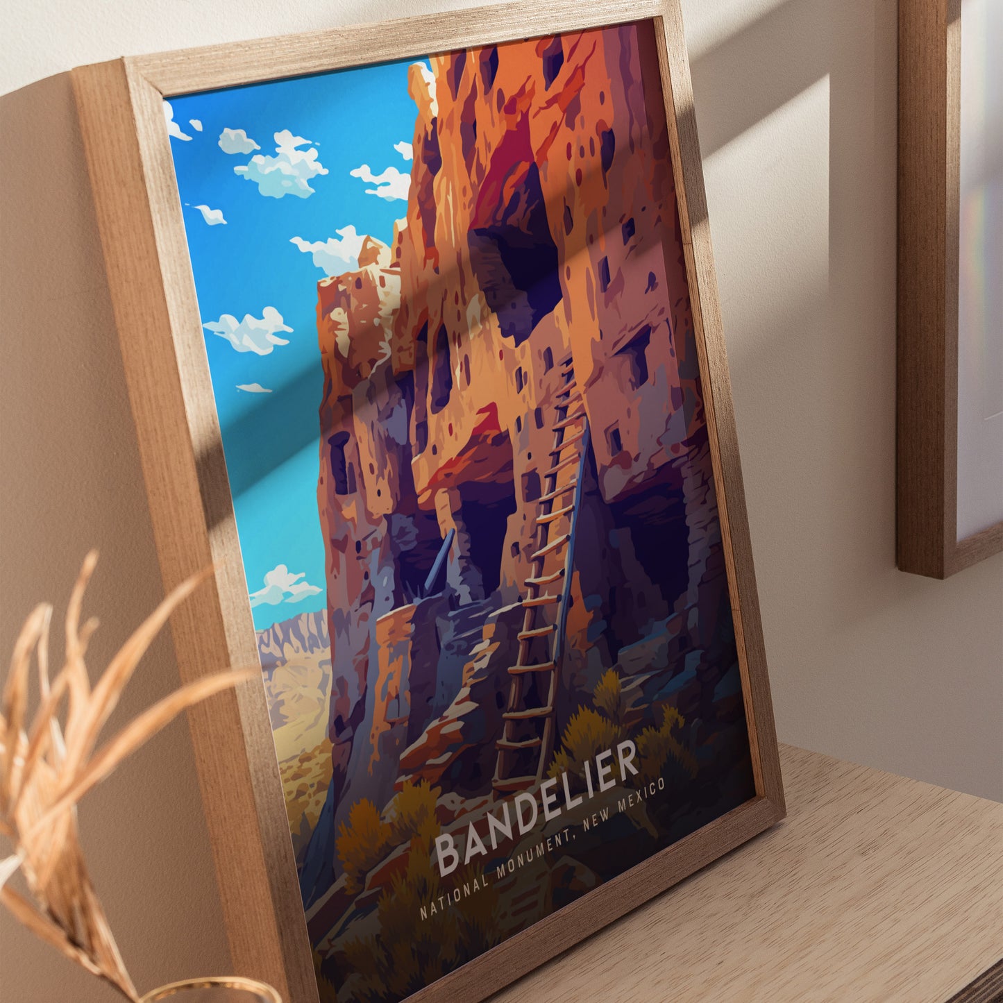 Bandelier National Monument Poster | New Mexico Pueblo Ruins Southwest Wall Art | Framed or Unframed