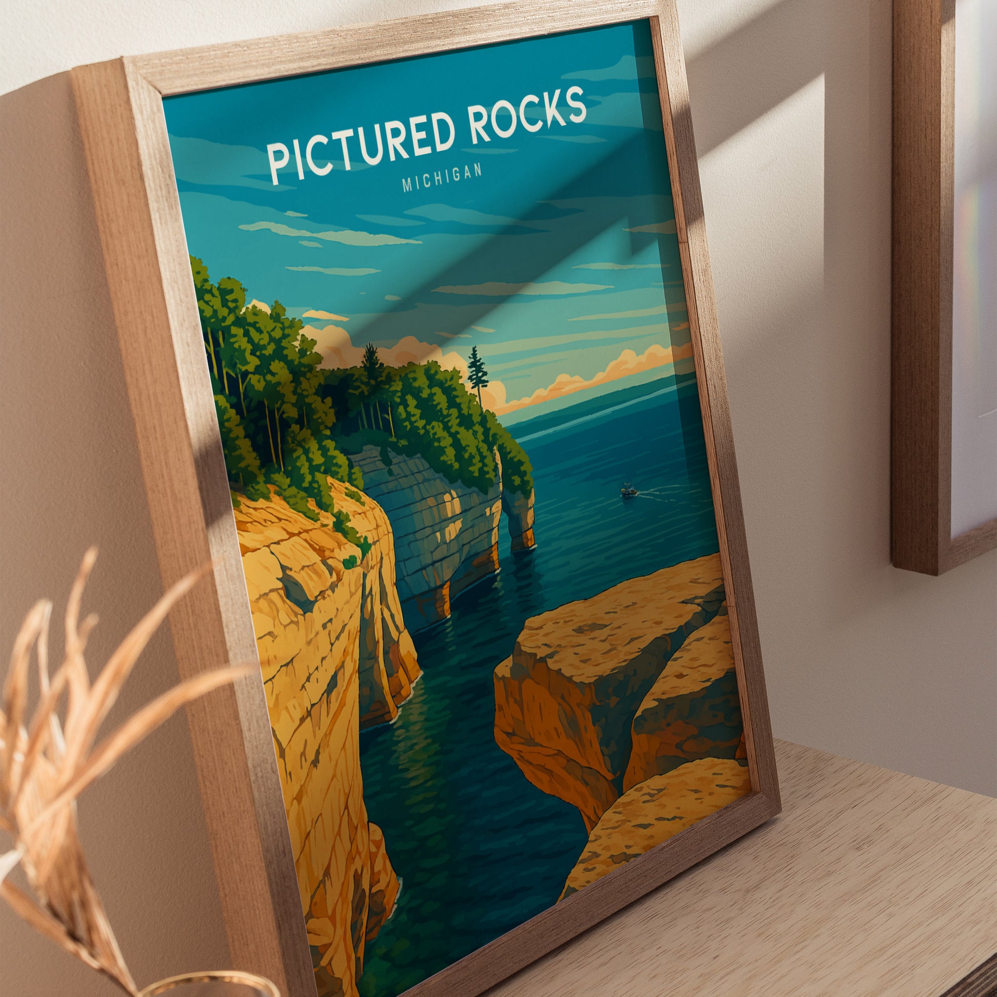 Pictured Rocks Michigan Poster | Lake Superior Wall Art Print