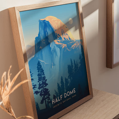 Half Dome Poster | Yosemite National Park Print | California Hiker Wall Art
