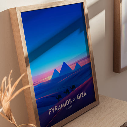 Pyramids of Giza Poster | Egypt Travel Wall Art | History Gift Print