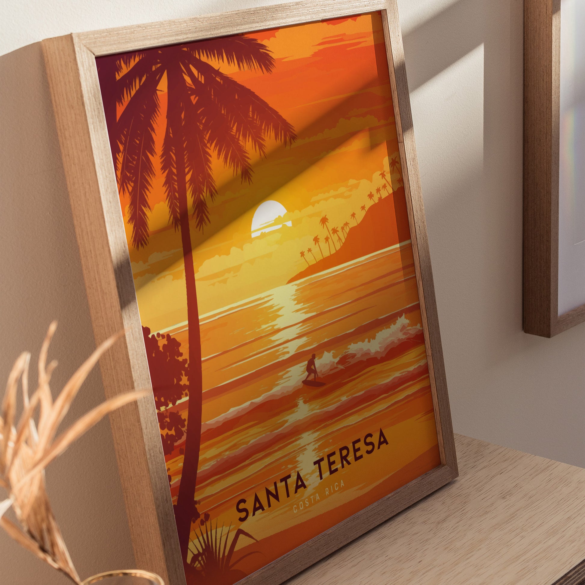 Santa Teresa Costa Rica Poster | Surf Art | Pura Vida Beach Sunset Print