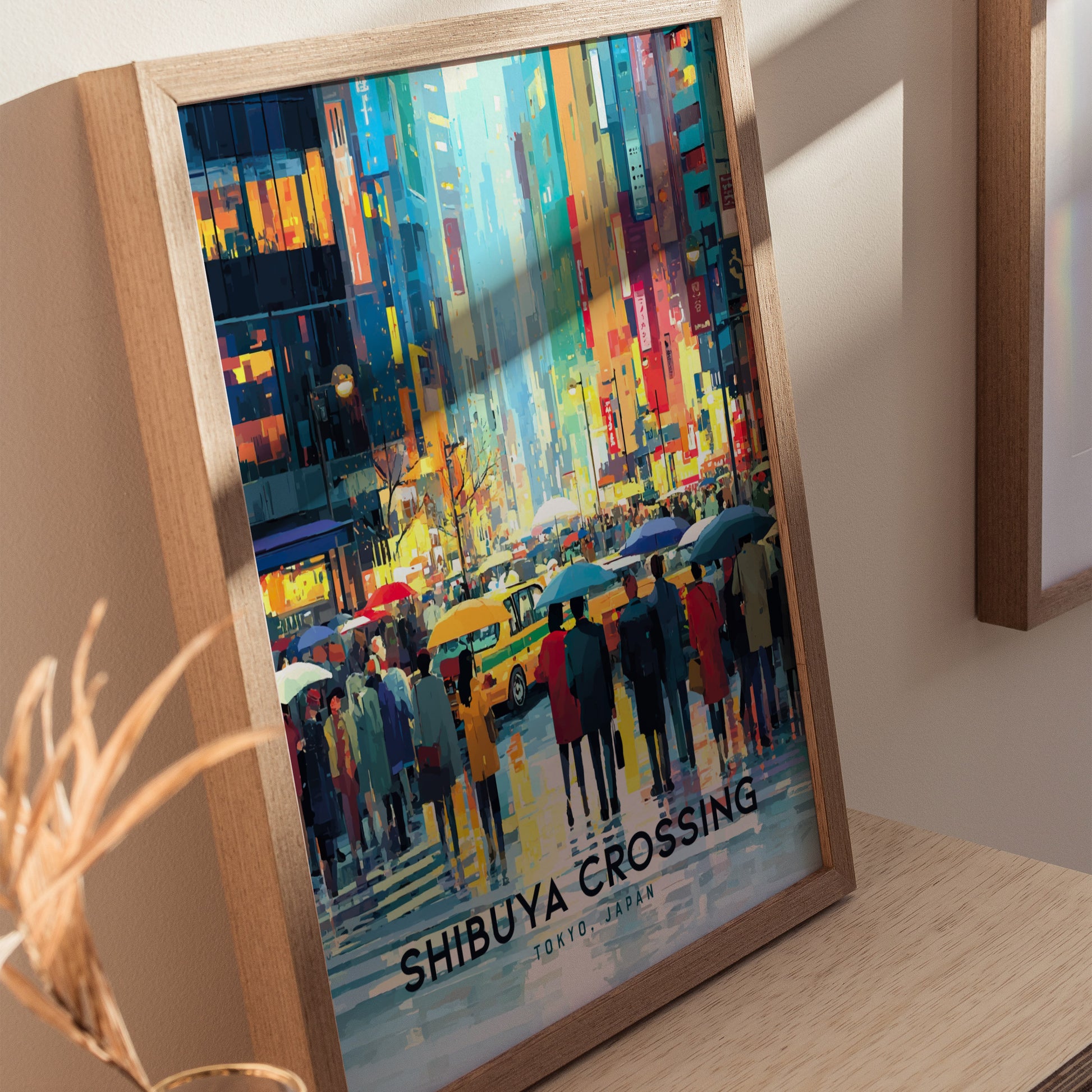 Shibuya Crossing Poster | Tokyo Japan Neon City Art Travel Gift