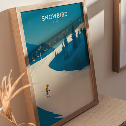 Snowbird Utah Poster | Vintage Ski Resort Art | Wasatch Mountain Print