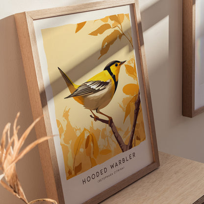Hooded Warbler Poster | Modern Bird Wall Art Decor