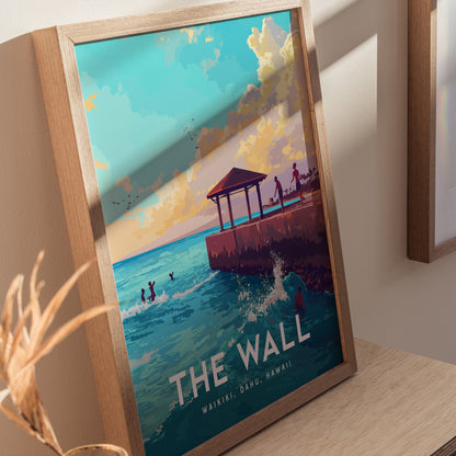 The Wall Poster | Waikiki Beach Art | Oahu Hawaii Local Spot Gift