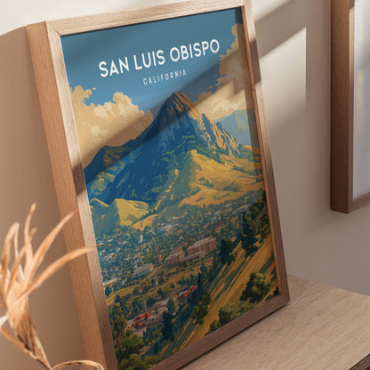 San Luis Obispo Poster | Bishop Peak SLO Art | Central Coast California