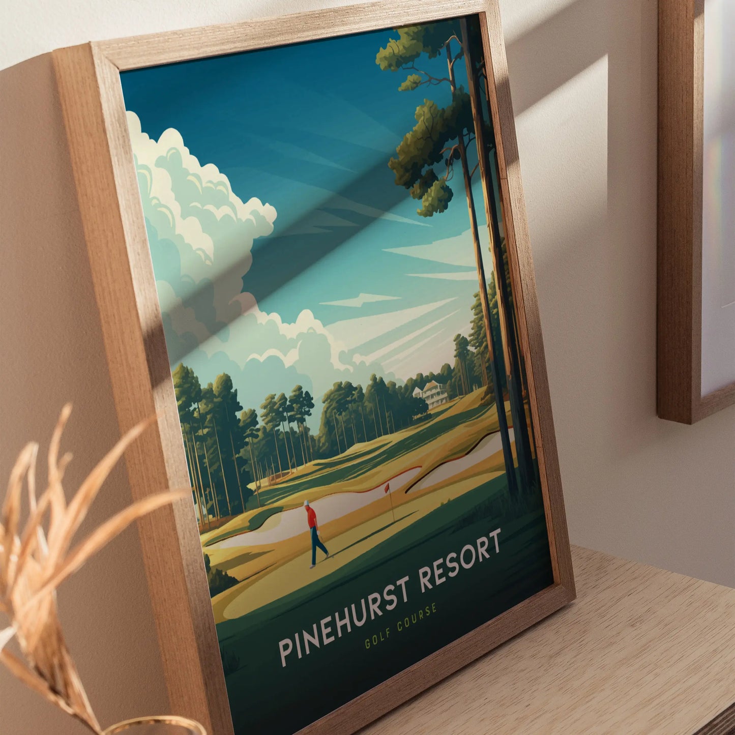 Pinehurst Resort Golf Course Framed Wall Art | North Carolina Golfer Gift Travel Poster | PGA Tour Golfing Home Decor | Father's Day Artwork Gift